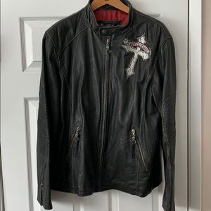 Affliction Live Fast black leather men jacket